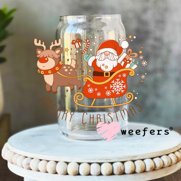 Merry Christmas Santa and Reindeer UV DTF Decal Online Hot Sale - Image 2