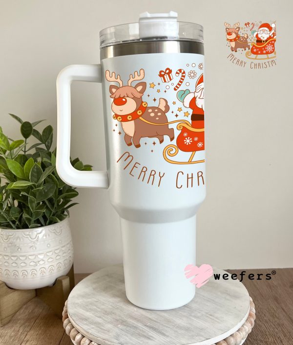 Merry Christmas Santa and Reindeer UV DTF Decal Online Hot Sale - Image 5