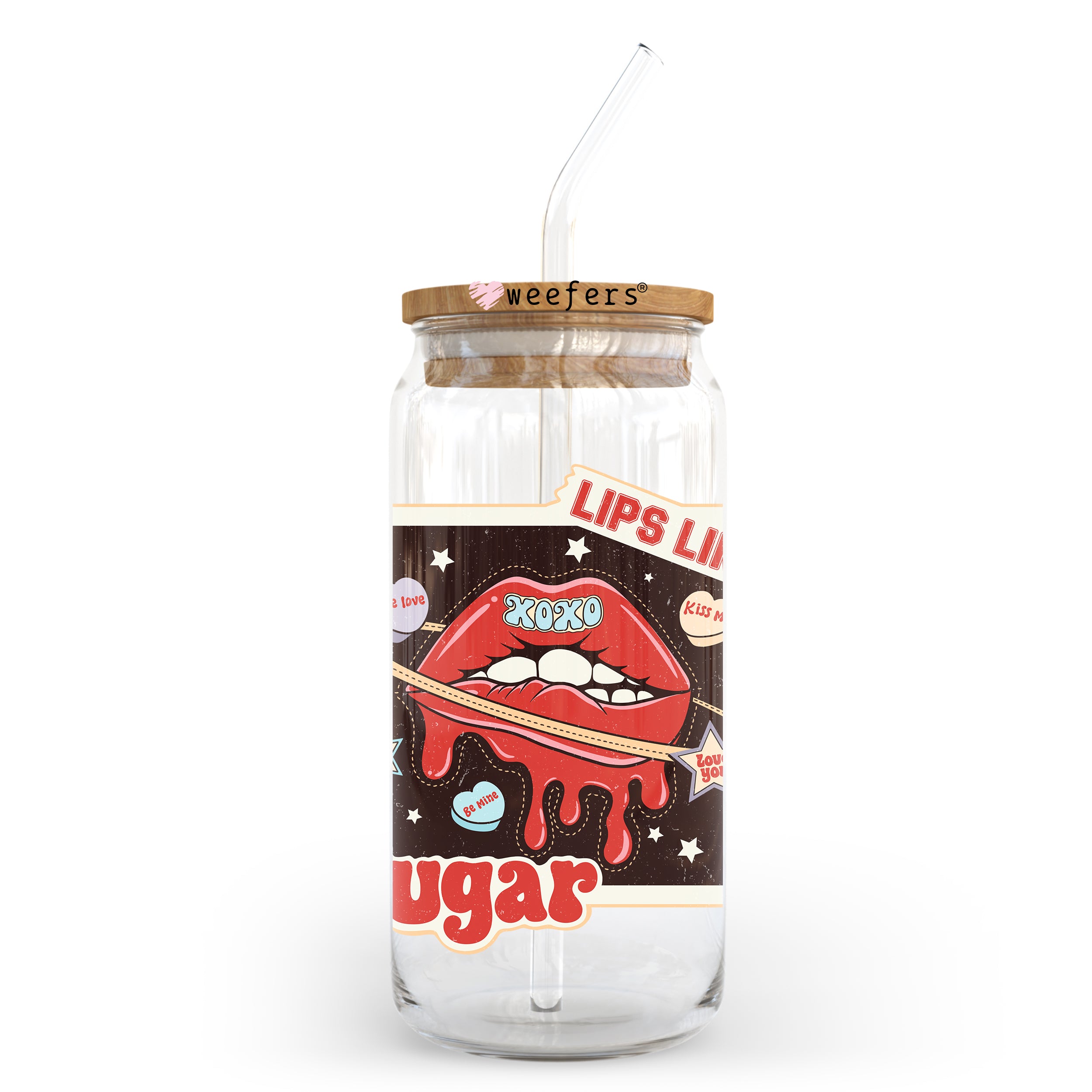 Lips Like Sugar Valentine s Day 20oz Libbey Glass Can UV DTF or Sublimation Wrap – Decal For Discount