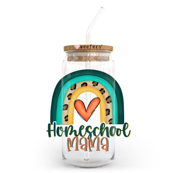 Homeschool Mama Boho 20oz Libbey Glass Can UV DTF or Sublimation Wrap - Decal Discount - Image 2