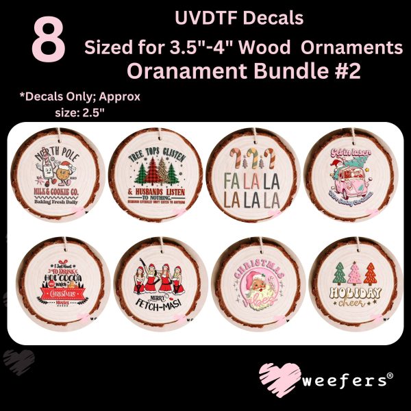 Christmas Ornament Bundle #2 UV DTF Decal Transfers Set of 8 Cheap