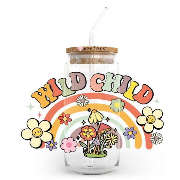 Wild Child Rainbow 20oz Libbey Glass Can UV DTF or Sublimation Wrap - Decal on Sale