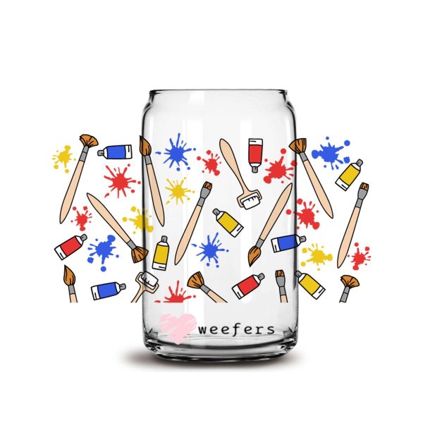Art Paint Oh My 16oz Libbey Glass Can UV DTF or Sublimation Wrap - Decal Fashion