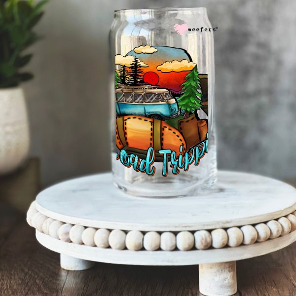 Road Trippin  16oz Libbey Glass Can UV DTF or Sublimation Cup Wrap - Decal Transfer Sale
