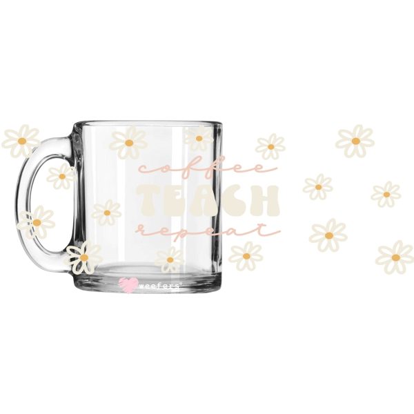 Coffee Teach Repeat 11oz Coffee Mug UV DTF or Sublimation Wrap - Decal Online Hot Sale - Image 2