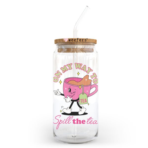 On My Way To Spill The Tea 20oz Libbey Glass Can, 34oz Hip Sip, 40oz Tumbler, 24oz Cold Cup UV DTF or Sublimation Decal Transfer Cheap - Image 2
