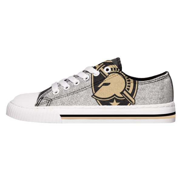 Army Black Knights NCAA Womens Glitter Low Top Canvas Shoes Fashion - Image 2