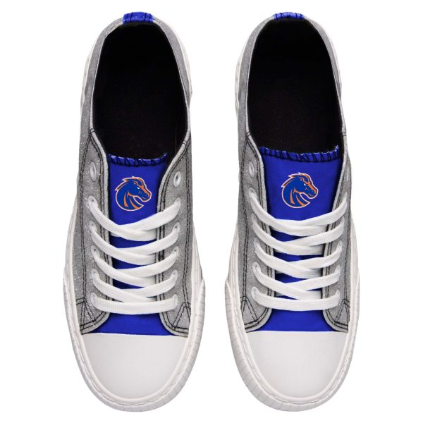 Boise State Broncos NCAA Womens Glitter Low Top Canvas Shoes Fashion - Image 3