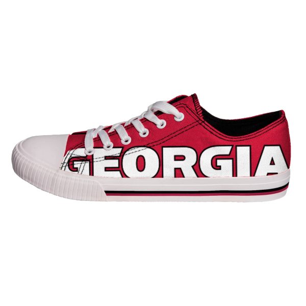 Georgia Bulldogs NCAA Mens Low Top Big Logo Canvas Shoes Hot on Sale - Image 3