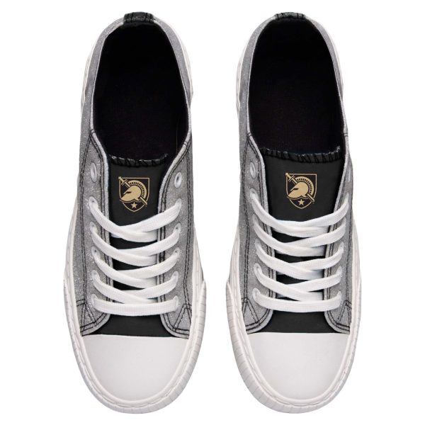 Army Black Knights NCAA Womens Glitter Low Top Canvas Shoes Fashion - Image 3