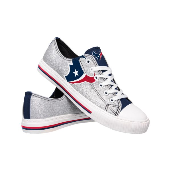 Houston Texans NFL Womens Glitter Low Top Canvas Shoes For Sale