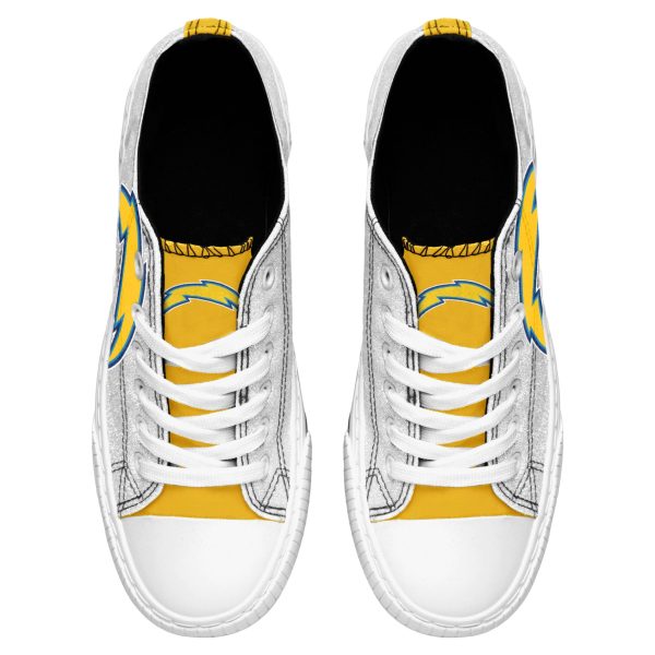 Los Angeles Chargers NFL Womens Glitter Low Top Canvas Shoes Online now - Image 3
