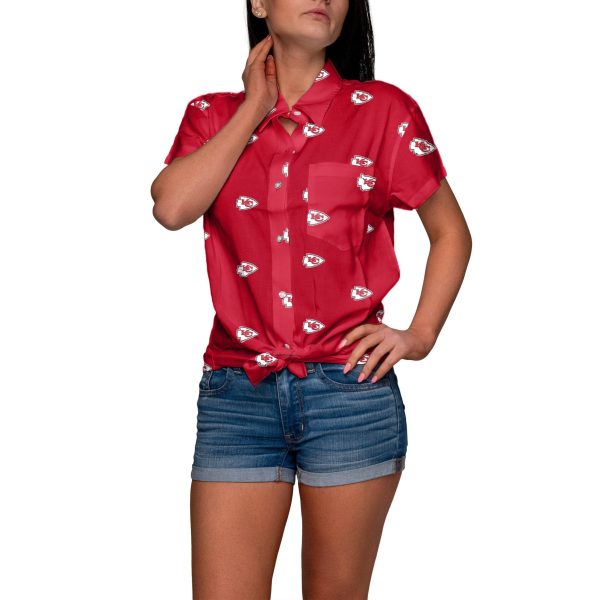 Kansas City Chiefs NFL Logo Blast Womens Button Up Shirt For Sale
