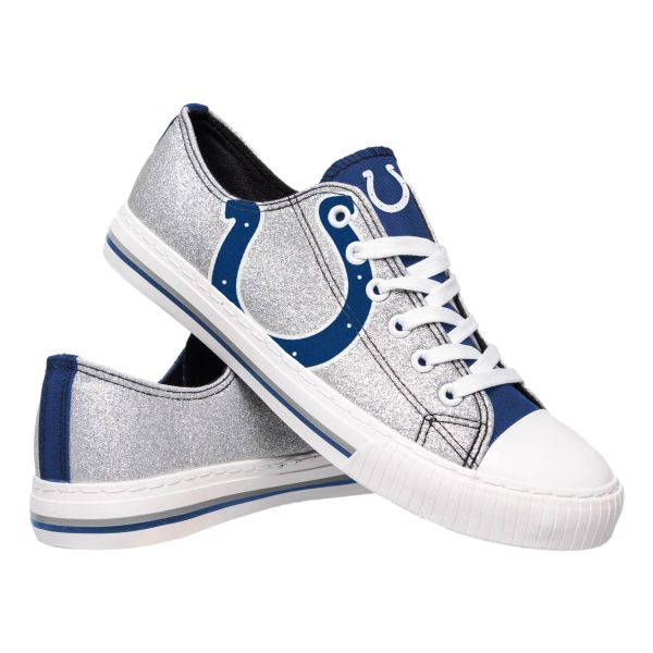 Indianapolis Colts NFL Womens Glitter Low Top Canvas Shoes Fashion